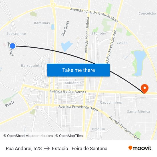 Rua Andaraí, 528 to Estácio | Feira de Santana map