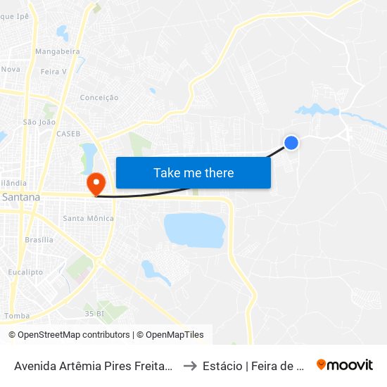 Avenida Artêmia Pires Freitas, 185-245 to Estácio | Feira de Santana map