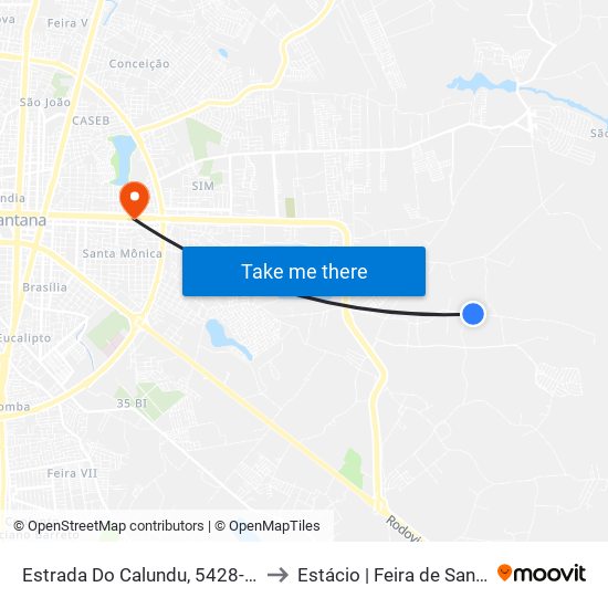 Estrada Do Calundu, 5428-5540 to Estácio | Feira de Santana map