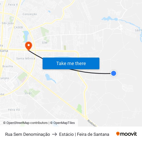 Rua Sem Denominação to Estácio | Feira de Santana map