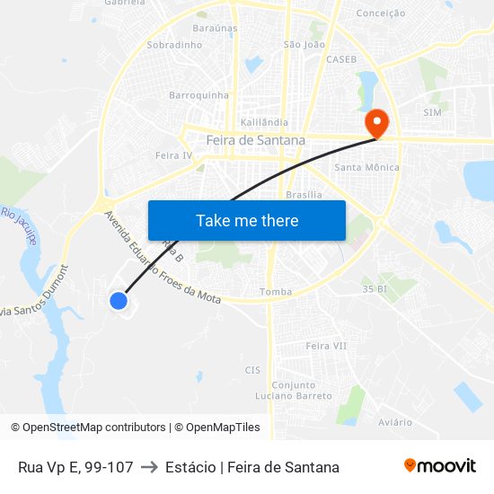 Rua Vp E, 99-107 to Estácio | Feira de Santana map