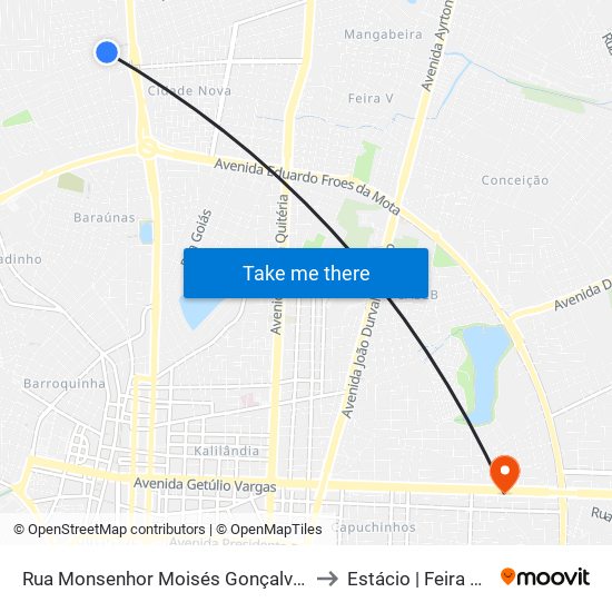 Rua Monsenhor Moisés Gonçalves Do Couto, 1774 to Estácio | Feira de Santana map