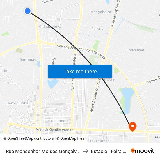 Rua Monsenhor Moisés Gonçalves Do Couto, 1966 to Estácio | Feira de Santana map