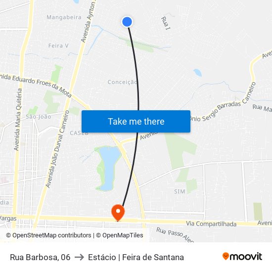 Rua Barbosa, 06 to Estácio | Feira de Santana map