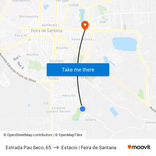 Estrada Pau Seco, 65 to Estácio | Feira de Santana map