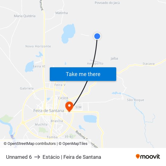 Unnamed 6 to Estácio | Feira de Santana map