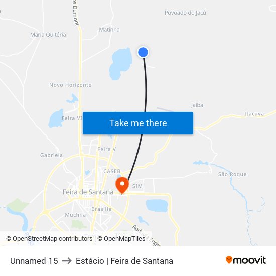 Unnamed 15 to Estácio | Feira de Santana map