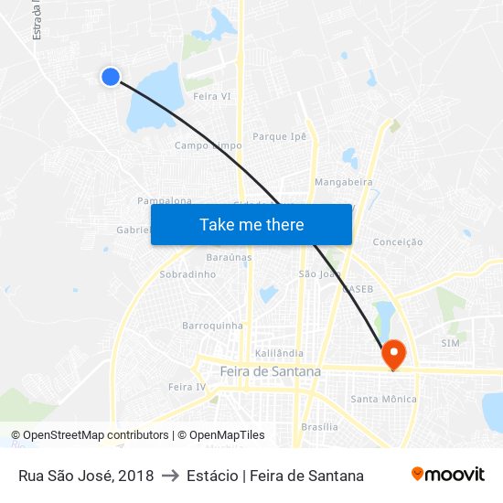 Rua São José, 2018 to Estácio | Feira de Santana map