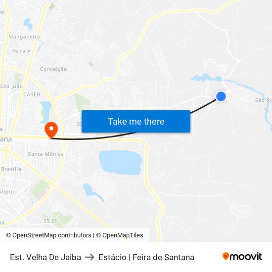 Est. Velha De Jaiba to Estácio | Feira de Santana map