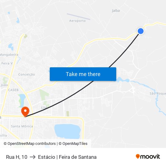 Rua H, 10 to Estácio | Feira de Santana map