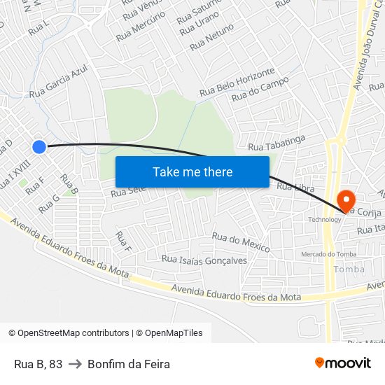 Rua B, 83 to Bonfim da Feira map