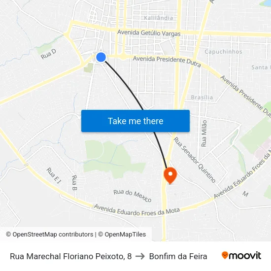 Rua Marechal Floriano Peixoto, 8 to Bonfim da Feira map