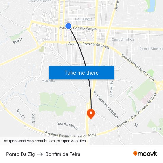 Ponto Da Zig to Bonfim da Feira map