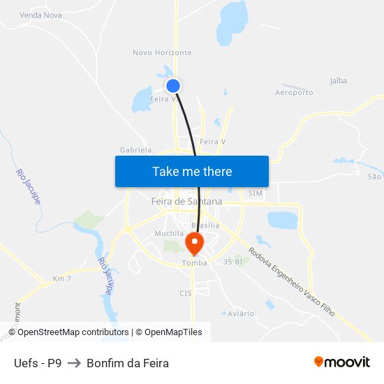 Uefs - P9 to Bonfim da Feira map