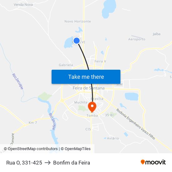 Rua O, 331-425 to Bonfim da Feira map