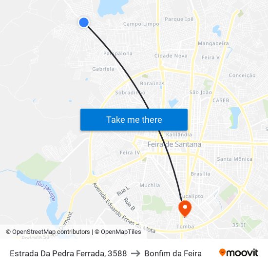 Estrada Da Pedra Ferrada, 3588 to Bonfim da Feira map