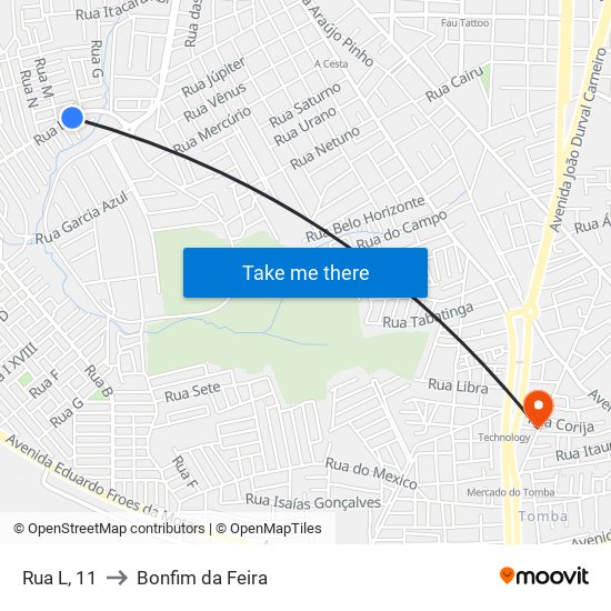 Rua L, 11 to Bonfim da Feira map