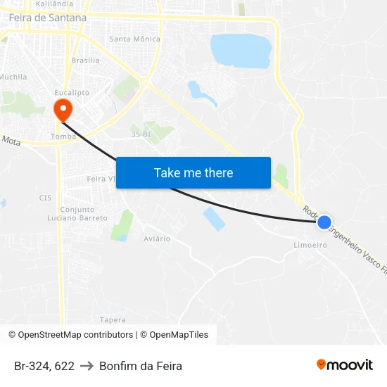 Br-324, 622 to Bonfim da Feira map