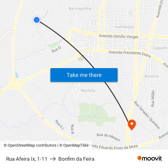 Rua Afeira Ix, 1-11 to Bonfim da Feira map