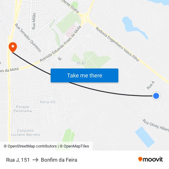 Rua J, 151 to Bonfim da Feira map