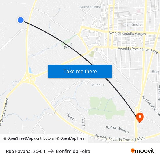 Rua Favana, 25-61 to Bonfim da Feira map