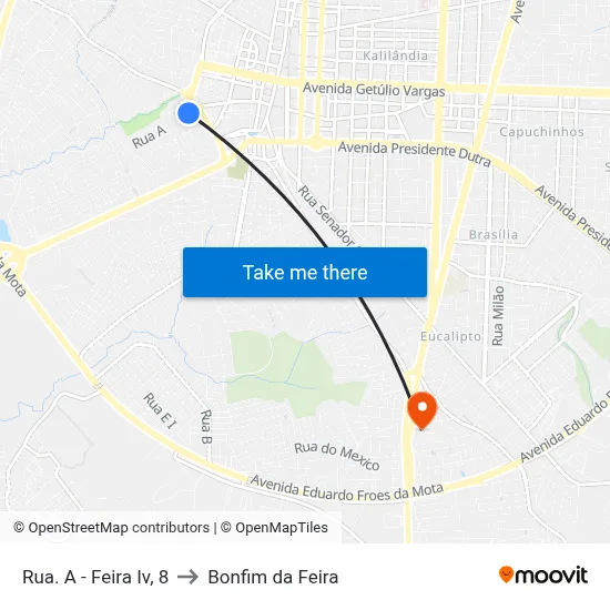 Rua. A - Feira Iv, 8 to Bonfim da Feira map