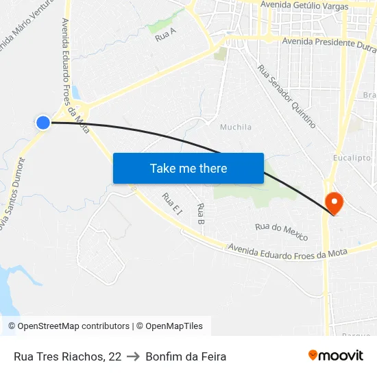 Rua Tres Riachos, 22 to Bonfim da Feira map