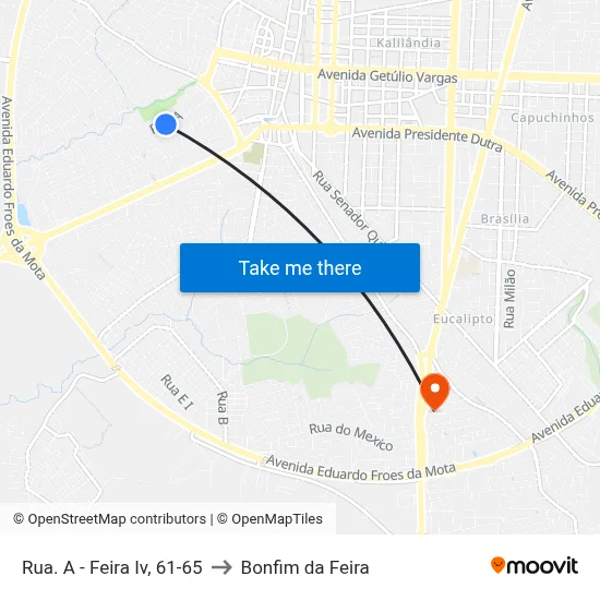 Rua. A - Feira Iv, 61-65 to Bonfim da Feira map