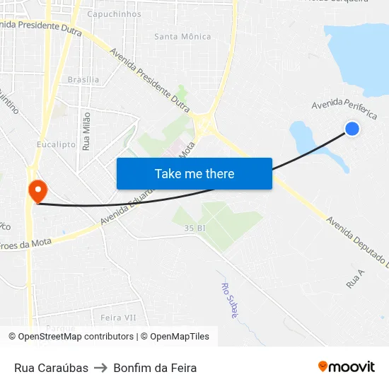 Rua Caraúbas to Bonfim da Feira map