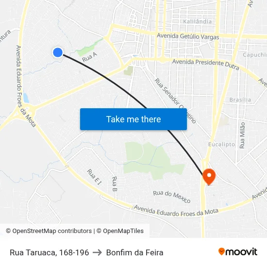 Rua Taruaca, 168-196 to Bonfim da Feira map