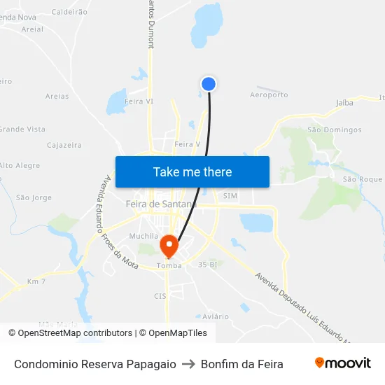 Condominio Reserva Papagaio to Bonfim da Feira map