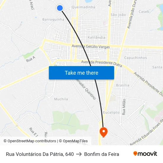 Rua Voluntários Da Pátria, 640 to Bonfim da Feira map