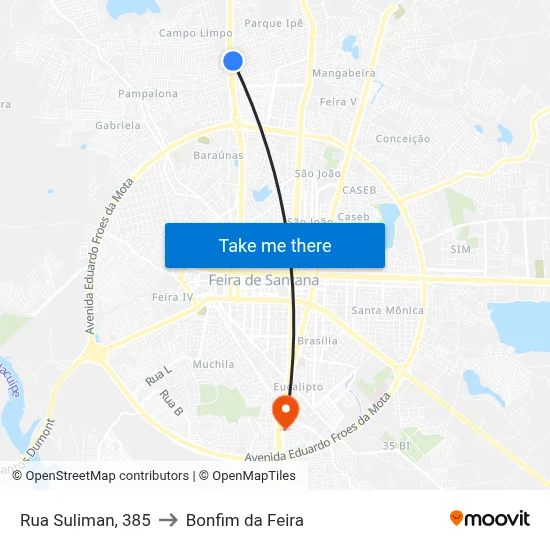 Rua Suliman, 385 to Bonfim da Feira map