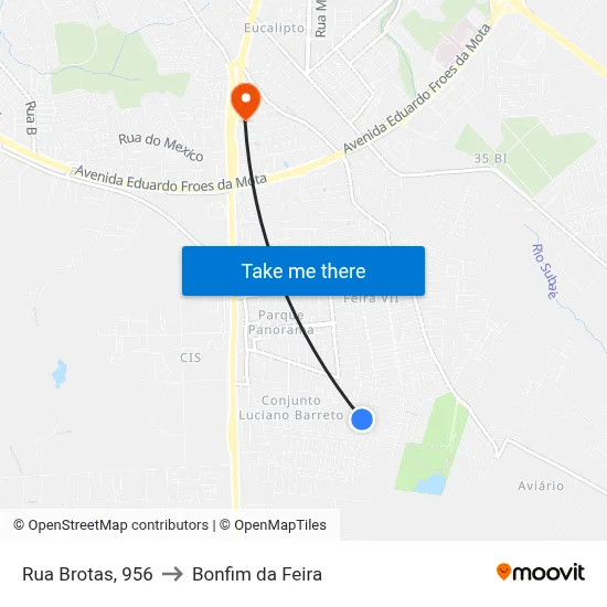 Rua Brotas, 956 to Bonfim da Feira map