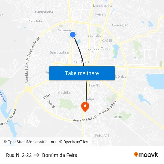 Rua N, 2-22 to Bonfim da Feira map