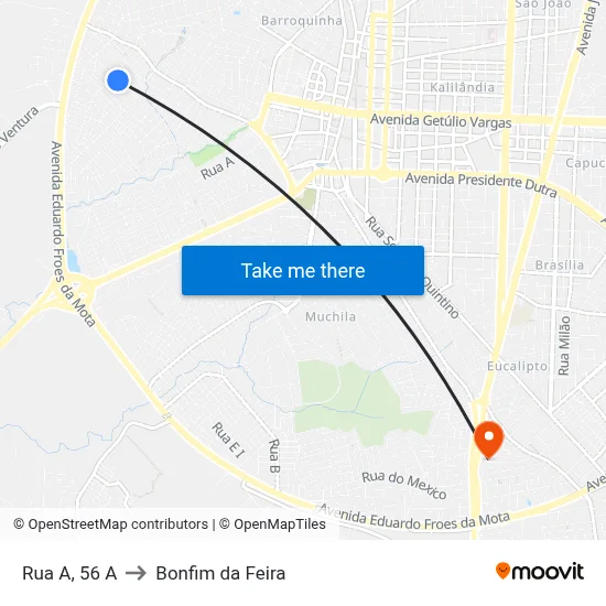 Rua A, 56 A to Bonfim da Feira map