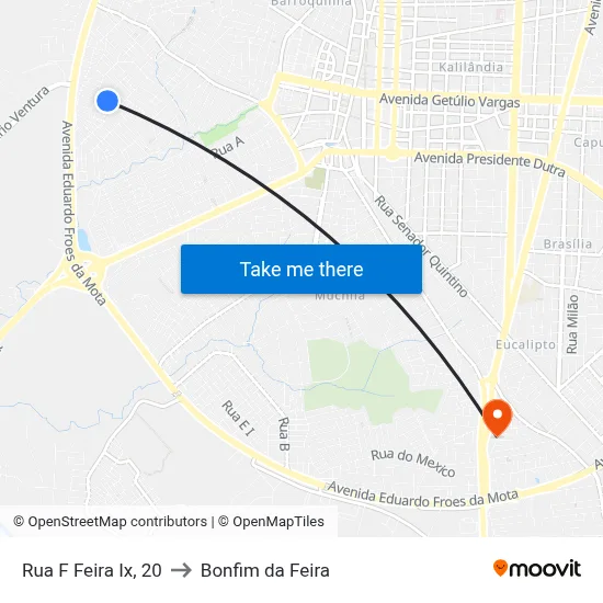 Rua F Feira Ix, 20 to Bonfim da Feira map