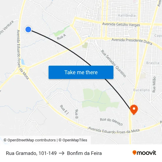 Rua Gramado, 101-149 to Bonfim da Feira map