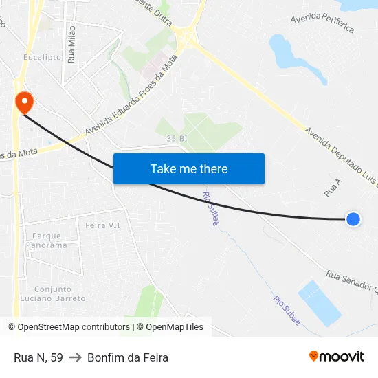 Rua N, 59 to Bonfim da Feira map