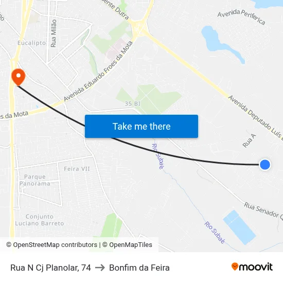 Rua N Cj Planolar, 74 to Bonfim da Feira map