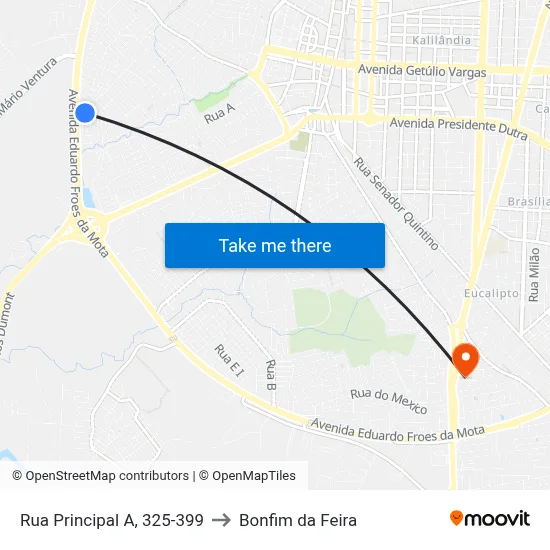 Rua Principal A, 325-399 to Bonfim da Feira map