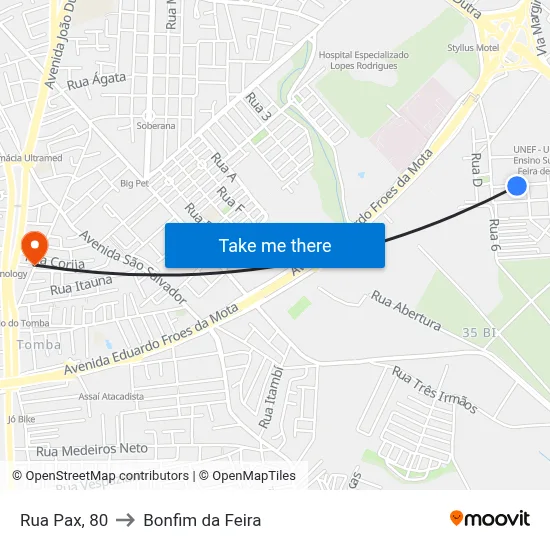 Rua Pax, 80 to Bonfim da Feira map