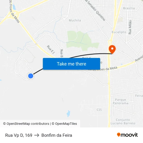 Rua Vp D, 169 to Bonfim da Feira map