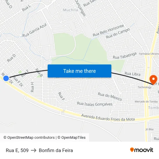 Rua E, 509 to Bonfim da Feira map