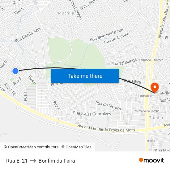 Rua E, 21 to Bonfim da Feira map