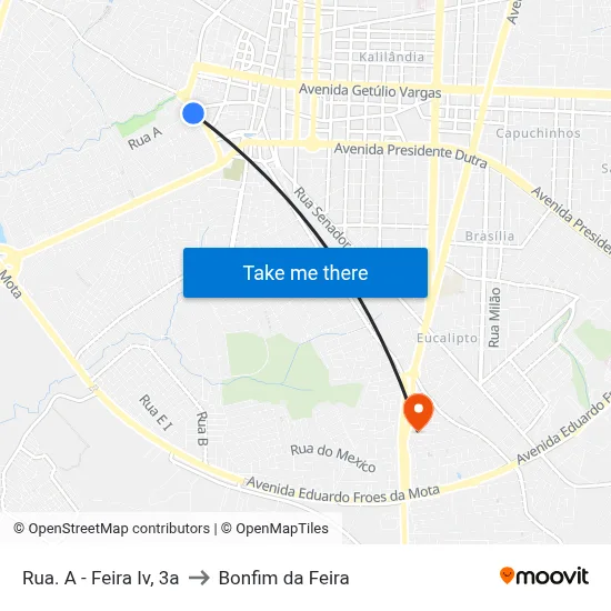 Rua. A - Feira Iv, 3a to Bonfim da Feira map