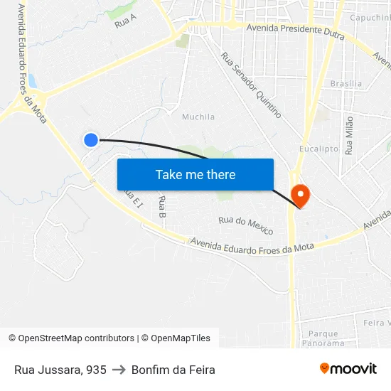 Rua Jussara, 935 to Bonfim da Feira map