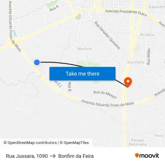 Rua Jussara, 1090 to Bonfim da Feira map