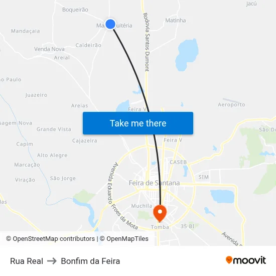 Rua Real to Bonfim da Feira map