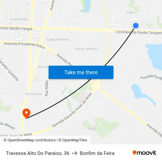 Travessa Alto Do Paraiso, 36 to Bonfim da Feira map